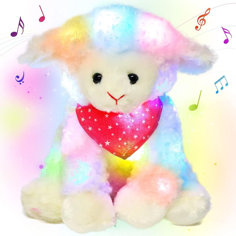 Photo 1 of Cuteoy LED Musical Lamb Stuffed Animal Night Light Plush Sheep Lullaby Toy Adjustable Volume Animated Easter Birthday Festival for Kids Toddler Girls 11"
