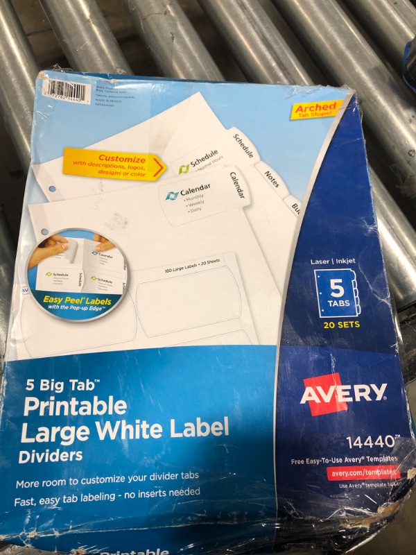 Photo 1 of Avery Big Tab Large White Label Tab Dividers, 5-Tab, Letter