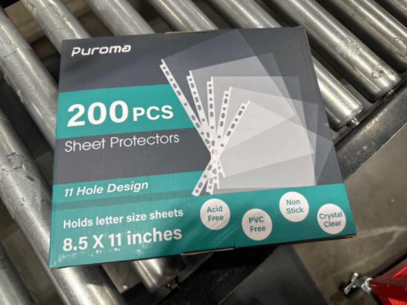 Photo 2 of Puroma 200 Pack Sheet Protectors, 11 Hole Clear Heavy Duty Page Protectors, Fits Standard 8.5 x 11 inch, Top Loading Paper Protector, Plastic Sleeves for Binders