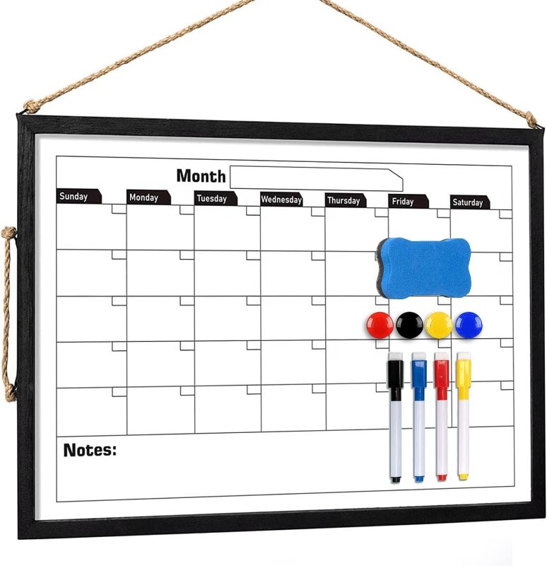 Photo 1 of Emfogo White Board Calendar Dry Erase,Small Dry Erase Board, Portable White Board for Kids Students, 16''x 11'' Double-Sided Calendar Whiteboard for Wall, Hanging Dry Erase Board
