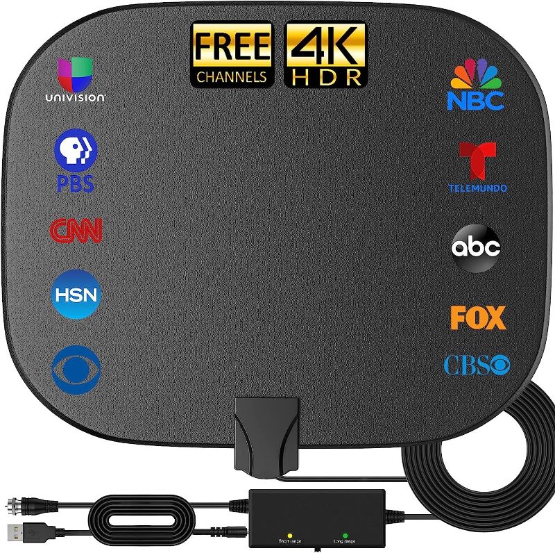 Photo 1 of 2023 Upgraded Amplified HD Digital TV Antenna Long 450+ Miles Range, Support 360°Reception 4K 1080p for Smart Old Television, Amplifier Signal Booster for Local Channels-18ft Coax HDTV Cable