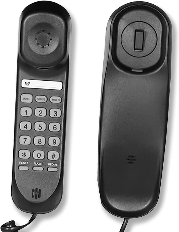 Photo 1 of Corded Phone, Landline Phone for Home, Mini Phone, Use HD Call IC Chip, Used in Hotel, Office, Bank Call Center (Black)