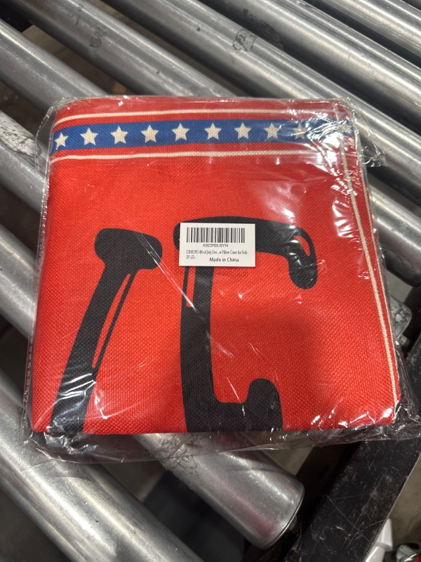 Photo 1 of 4th of July Decorations Pillow Covers 18x18 Set of 4 Buffalo Plaid Stars and Stripes Truck Throw Pillow Covers Patriotic Pillows Independence Memorial Day hello America Home Decor

