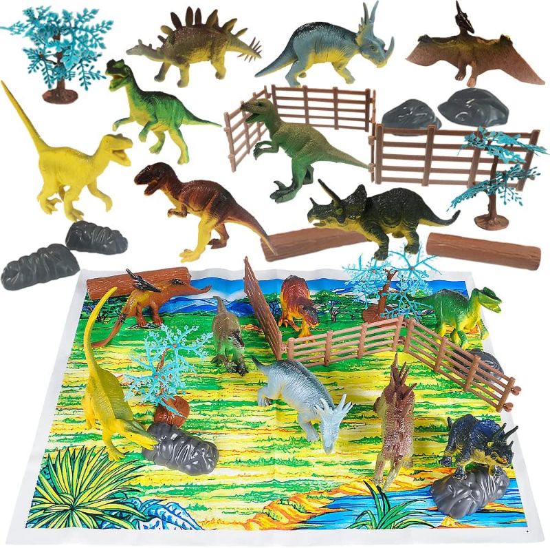 Photo 1 of ArtCreativity Dinosaur Playset for Kids, Dinosaur Bucket Set with 20 Pieces Including Dinosaur Figurines and Play Mat, Engaging Dinosaur Toys for Girls and Boys, Dinosaur Birthday Party Supplies
