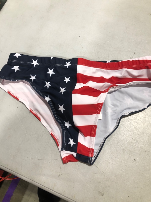 Photo 2 of Arcweg Men's Swimming Trunks Briefs Low Waist with Removable Pad Swimwear Elastic Beach Shorts Boxers Underwear Triangular Flag XXX-Large