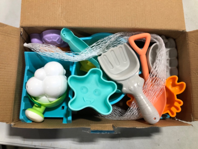 Photo 1 of Balnore Beach Toys with 20 Pieces Mesh Bag with Pail Car Animals Castle and Other Tools Kit Macaron Sand Play Set for Kids, Beach Toys Set Gifts for Boys and Girls …