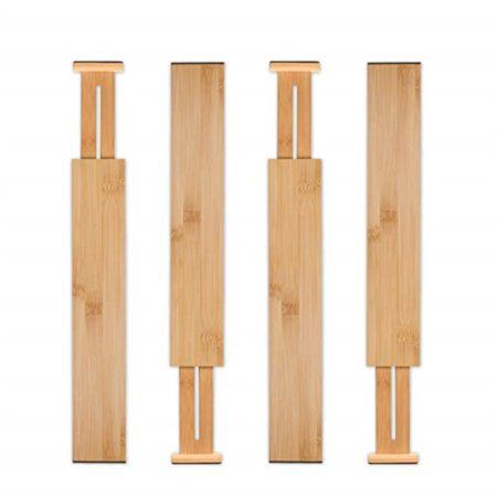 Photo 1 of Utoplike Bamboo Kitchen Drawer Dividers (42.7-55.4 Cm), Adjustable Drawer Organisers, Spring Loaded Kitchen Utensil Drawer Organiser ,Drawer Divider