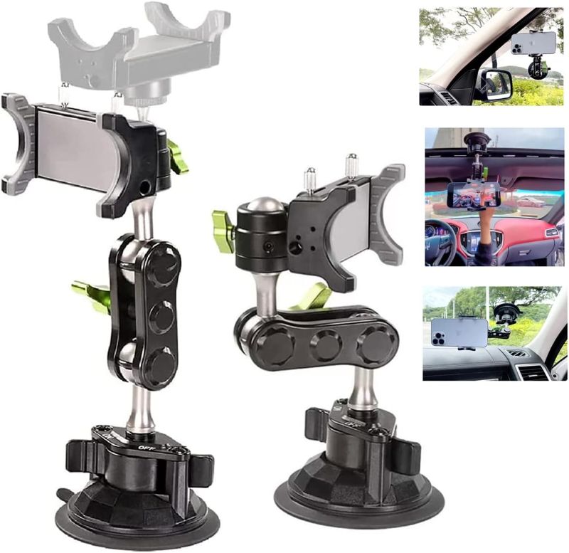 Photo 2 of 
Universal Ball Head Arm for Phone Suction Cup Phone Holder 360° Rotating Car Phone Holder Mount for Car Dashboard Windshield Vehicle Sunroof Compatible with...