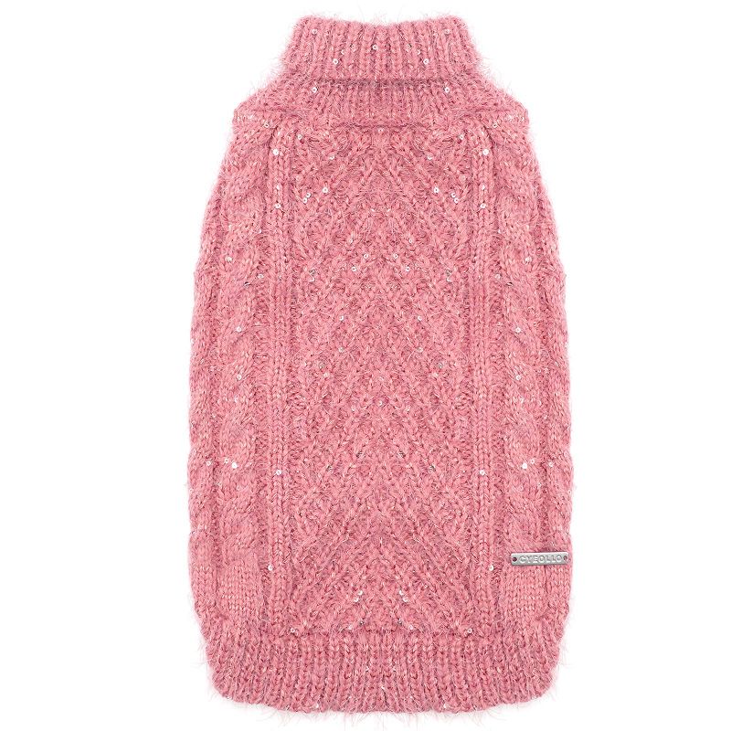 Photo 1 of cyeollo Dog Sweater Pullover Knitted Classic Sweaters with Sequin Turtleneck Keep Warm for Doggie Dog Clothes for Small Dogs Medium Sparkly Pink