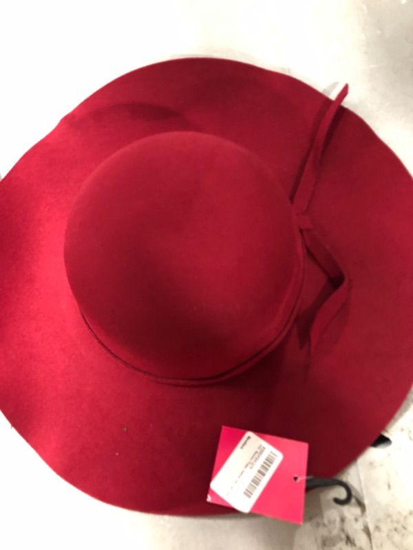 Photo 2 of CHIC Fashion Simple Casual Hat for Women Wide Brim Fedora Retro Floppy Jazz Bucket Cap Light Red