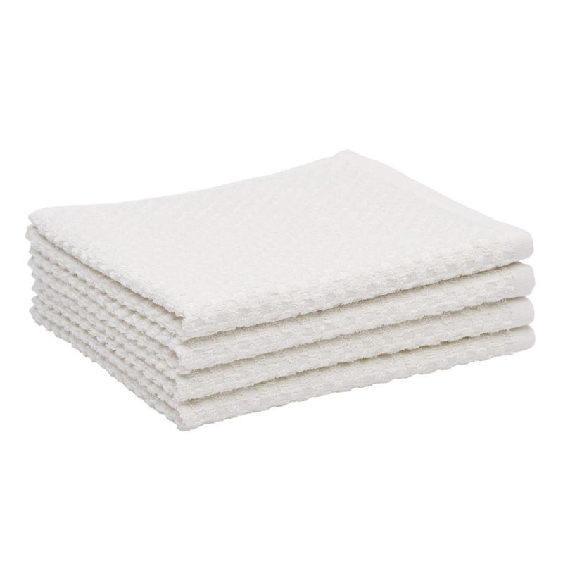 Photo 1 of Amazon Basics 100% Cotton Terry Kitchen Dish Towels, Popcorn Texture - 4-Pack, Cream Cream 4 Dish Towels (Popcorn Texture)