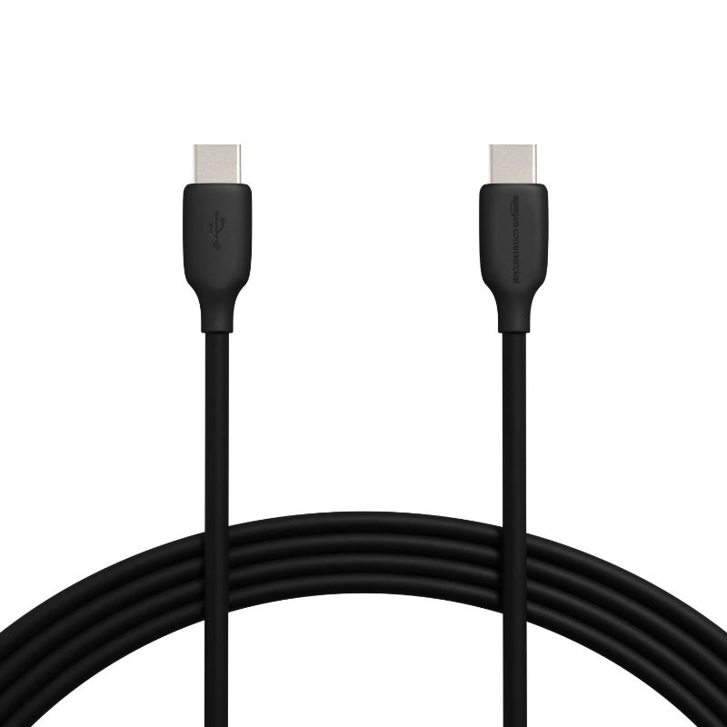Photo 1 of Amazon Basics Fast Charging USB-C to USB-C2.0 Cable (USB-IF Certified), 60W - 10-Foot, Black, Laptop 1-Pack Black 10-Foot 2PACK