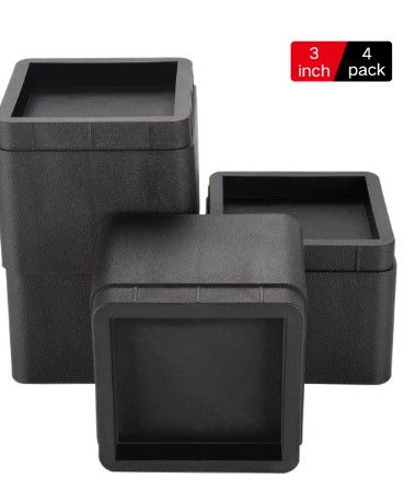 Photo 1 of ?? Paikki Bed Risers 4 Inch, 3 in 1 Multifunction Heavy Duty, Adjustable Furniture for Sofa Couch Table and Chairs Lift, Supports up to 1500Lbs, Set of 4, Black, (4 risers)