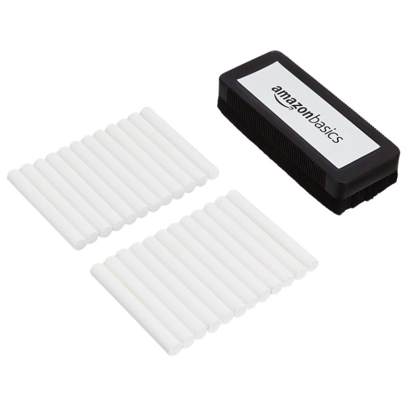 Photo 1 of Amazon Basics Dustless Chalk with Eraser, White, 24 Pack white 1 Count (Pack of 24)