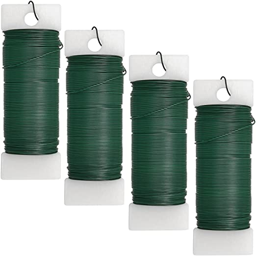 Photo 1 of 4 PACKS Yards 22 Gauge Green Floral Wire, Craft Wire Bulk for Wreath Making Flower Bouquet Garland Ornaments Arrangements Florist Supplies 