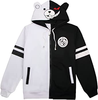 Photo 1 of Black&White Bear Hoodie Anime Monokuma Sweatshirt Cosplay Costume Zipper Unisex Jacket Uniform LARGE 