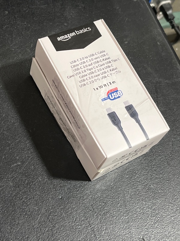 Photo 1 of Amazon Basics Aluminum Braided 100W USB-C to USB-C 2.0 Cable with Power Delivery - 10-Foot, Gray 10-Foot USB2.0 Type C to Type C 2PACK 