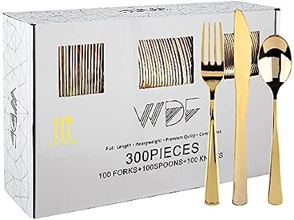 Photo 1 of -300 Pieces Gold Plastic Silverware