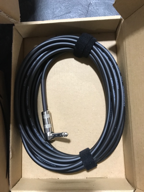 Photo 1 of Amazon Basics 1/4 Inch Right-Angle Instrument Cable - 20 Foot (Black)
