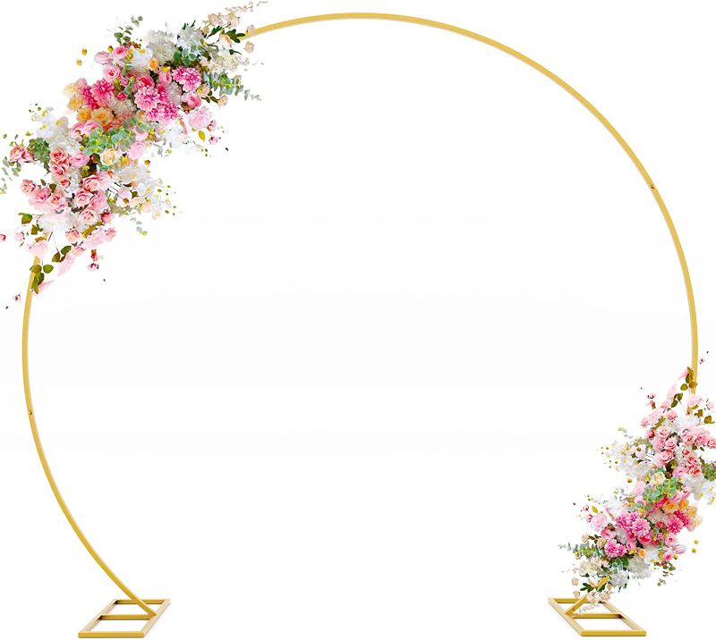 Photo 1 of Wokceer Round Backdrop Stand 8FT Gold Wedding Arch Metal Circle Balloon Arch Frame for Birthday Party Wedding Bridal Shower Anniversary Ceremony Candy Tables Decoration