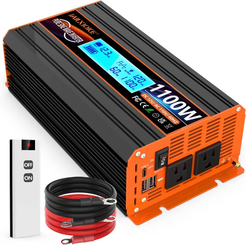 Photo 1 of 4000 8000 Watt Pure Sine Wave Power Inverter 12V DC to 110V 120V Converter for Family RV Off Grid Solar System Car with Type-C Ports 2 AC Power Outlets Dual USB Ports LCD Display Wireless Remote