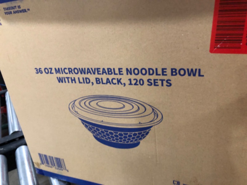 Photo 2 of TIYA Food Takeout Bowls - 36 oz Bulk 120 Pack with Lids - Black Plastic Storage To-Go Containers - Reusable Microwavable Dishwasher Safe Restaurant Bowls - Leak Resistant for Soups & Meal Prep 36oz 120PK