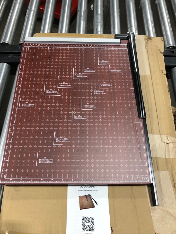 Photo 2 of Heavy Duty Guillotine Paper Cutter, A3 Large Paper Trimmer Blade Gridded Photo Guillotine Craft Machine, 18 inch Cut Length, 18.9" x 15.0" (Use for A2-A7) A3 Red