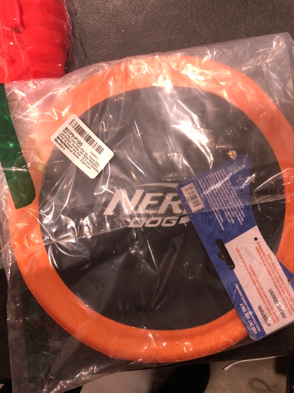 Photo 2 of Nerf Dog Zone Flyer Dog Toy, Flying Disc, Lightweight, Durable and Water Resistant, Great for Beach and Pool, 10.5 inch Diameter, for Medium/Large Breeds, Single Unit, Orange/Black