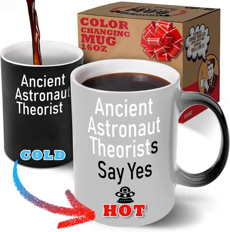 Photo 1 of R8AM Color-Changing Tea Mug 12oz - Ancient Astronauts Theorist Say Yes - Cute Coffee Mugs for Women or Cool Cups for Men. Best Ceramic Coffee Cups & Coffee Stuff for Xmas