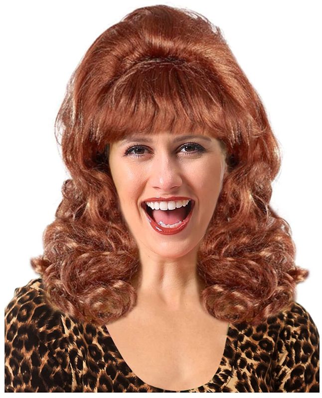 Photo 1 of 60s Peg Costume Wig Red Bouffant Wig 60s Wig For Women Housewife Costume Wig 