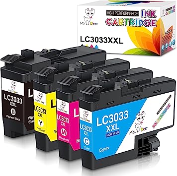 Photo 1 of Miss Deer Compatible LC3033 Ink Cartridges Replacement for Brother 3033 XXL LC3033XXL LC3035XXL LC3035 for Brother MFC-J995DW XL MFC-J805DW MFC-J815DW INKvestment Tank Printers (1BK 1C 1M 1Y) 4PK