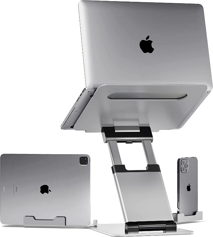 Photo 1 of LIFELONG Laptop Stand for Desk, Adjustable Height up to 20", Laptop Riser Computer Pulpit Stand for Laptop, Portable Laptop Stands, Fits MacBook, Laptops 10 15 17 inches Laptop Holder and Laptop Desk 