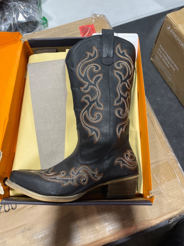 Photo 2 of 
HISEA Rollda Cowboy Boots for Women Western Cowgirl Boots with Chunky Heel Ladies Snip Toe Mid-Calf Boots