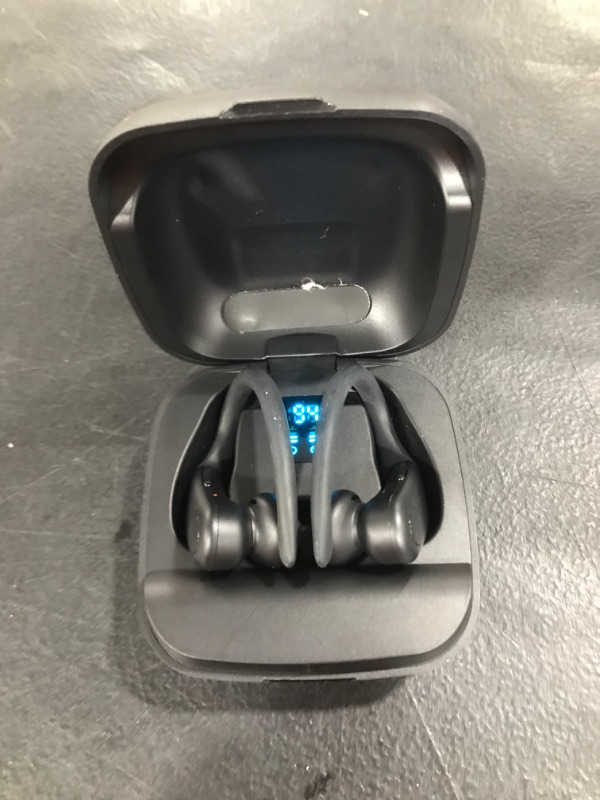 Photo 2 of Wireless Earbuds, 100H Playtime Bluetooth Earbuds Built in Noise Cancellation Mic with Charging Case and Digital Display, Sport hearphones with Over Earhooks Stereo Sound Headphones