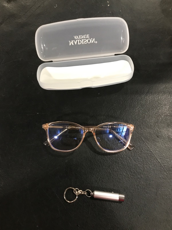 Photo 1 of Madison Avenue Blue Light Blocking Glasses Anti Eyestrain UV Glare Blue Light Glasses for Women TV Phone Computer Gaming Eyeglasses (Crystal Brown)