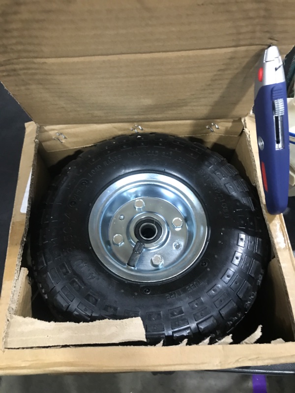 Photo 2 of 2 Pack 4.10/3.50-4" Pneumatic Air Filled Heavy-Duty Wheels/Tires,10" All Purpose Utility Wheels/Tires for Hand Truck/Gorilla Utility Cart/Garden Cart,5/8" Center Bearing,2.25" Offset Hub…