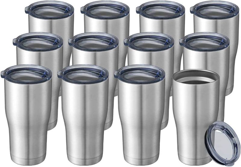 Photo 1 of HASLE OUTFITTERS 20 oz Tumbler Bulk, Stainless Steel Tumblers with Lid, Vacuum Insulated Tumbler, Double Wall Tumbler Cup, coffee mugs, Stainless Steel, 12 Pack