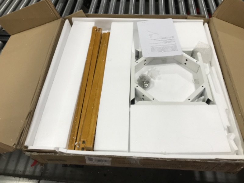 Photo 1 of Comfy to go Small Kitchen Table - 31.5" Round Dining Table, White Table with Walnut Wood Finish, Mid Century Modern Style for Dinning, Dinner, Breakfast, Narrow Space, 2 to 4 People (White) Table Only