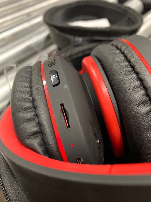 Photo 1 of Bluetooth Headphones Over-Ear, Zihnic Foldable Wireless and Wired Stereo Headset Micro SD/TF, FM for Cell Phone,PC,Soft Earmuffs &Light Weight for Prolonged Wearing (Black/red) Black Red
