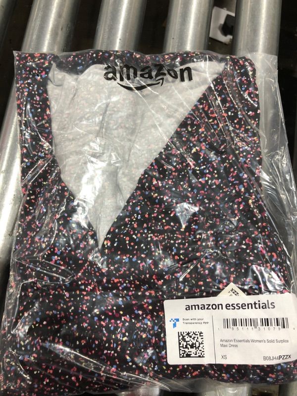 Photo 2 of Amazon Essentials Women's Waisted Maxi Dress (Available in Plus Size) Rayon Blend Black, Confetti 
SIZE X-Small