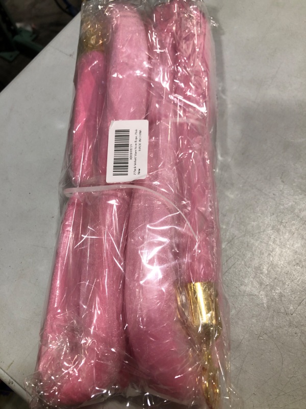 Photo 2 of 2 Pack Pink Velvet Rope, 5 Ft Pink Carpet Ropes, Velvet Stanchion Rope with Polished Gold Hooks for Crowd Control Barriers, Party, Wedding, Grand Openings, Restaurants, Museums 