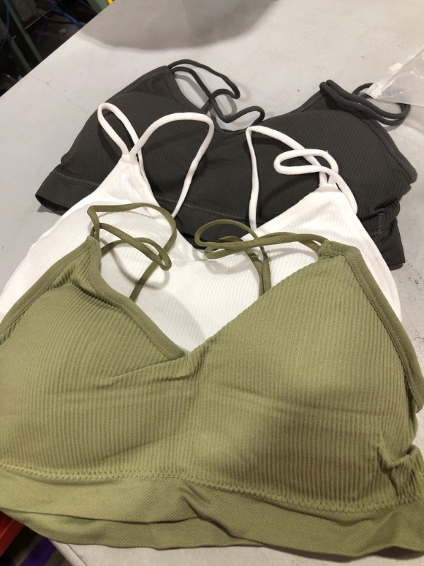 Photo 1 of 3 Pieces V Neck Cami Bra Padded Seamless Bralette Straps Sleeping Bra for Women Girls Size XL