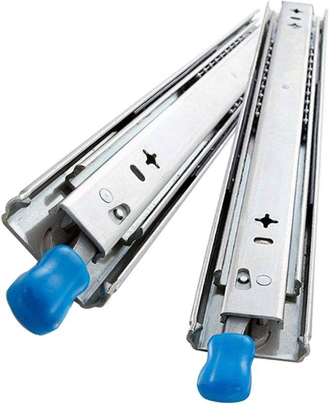 Photo 1 of  1 PaIR Side Mount Heavy Duty Drawer Slides,3-Section Full Extension Ball Bearing Locking Cabinet Hardware with Lock,30" Lengths 