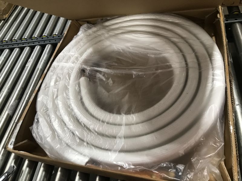 Photo 2 of 1/4" - 5/8" Insulated Copper Coil Line Set - Seamless Pipe Tube for HVAC, Refrigerant - 1/2" White Insulation EZ Twin Set - 25' Long