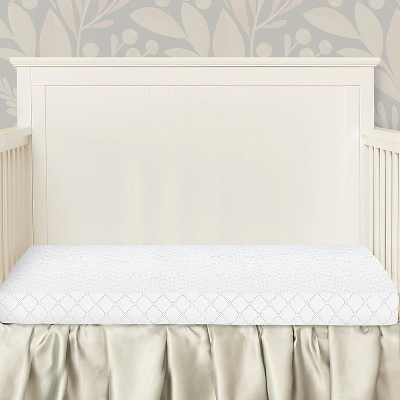 Photo 1 of Dream On Me Holly 3” Fiber Portable, Greenguard Gold Certified, Waterproof Vinyl Cover, Lightweight Mini Crib Mattress, White
