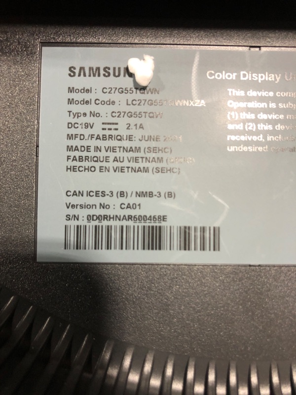 Photo 7 of SAMSUNG Odyssey G7 Series 27-Inch WQHD (2560x1440) Gaming Monitor, 144Hz, Curved, 1ms, HDMI, G-Sync, FreeSync Premium Pro (LC27G75TQSNXZA)
