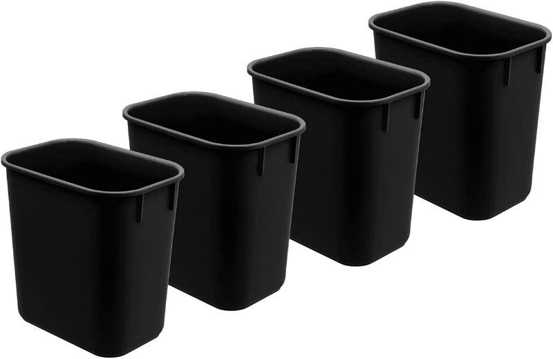 Photo 1 of Acrimet Wastebasket Bin 13QT (Plastic) (Black Color) (Set of 4)