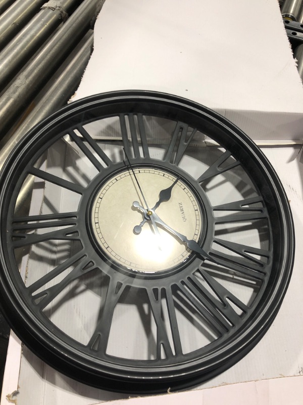 Photo 1 of Bernhard Products Decorative Wall Clock 18 Inch Silent Non Ticking Extra Large Quartz Battery Operated Black Roman Numerals for Kitchen, Office, Living/Dining Room & Over Fireplace, Wedding Gift