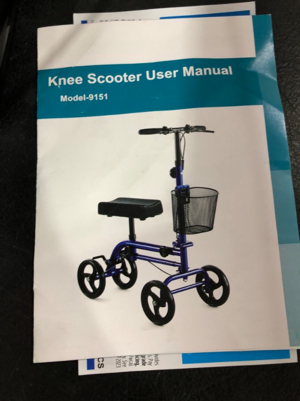 Photo 4 of RINKMO Knee Scooter?Steerable Knee Walker Economical Knee Scooters for Foot Injuries Best Crutches Alternative (Blue 1)