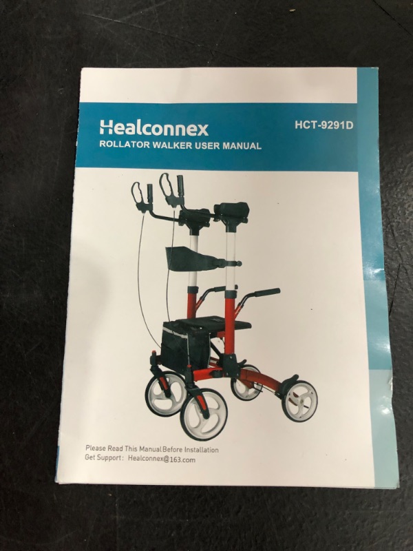 Photo 4 of Healconnex Upright Rollator Walkers for Seniors- Stand up Rolling Walker with Seats and 10" Wheels, Padded Armrest and Backrest,Tall Rolling Mobility Aid with Basket, Foam Handle to Stand up